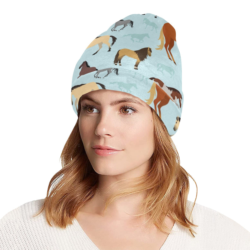 Horse Cute Themed Pattern Print Unisex Beanie