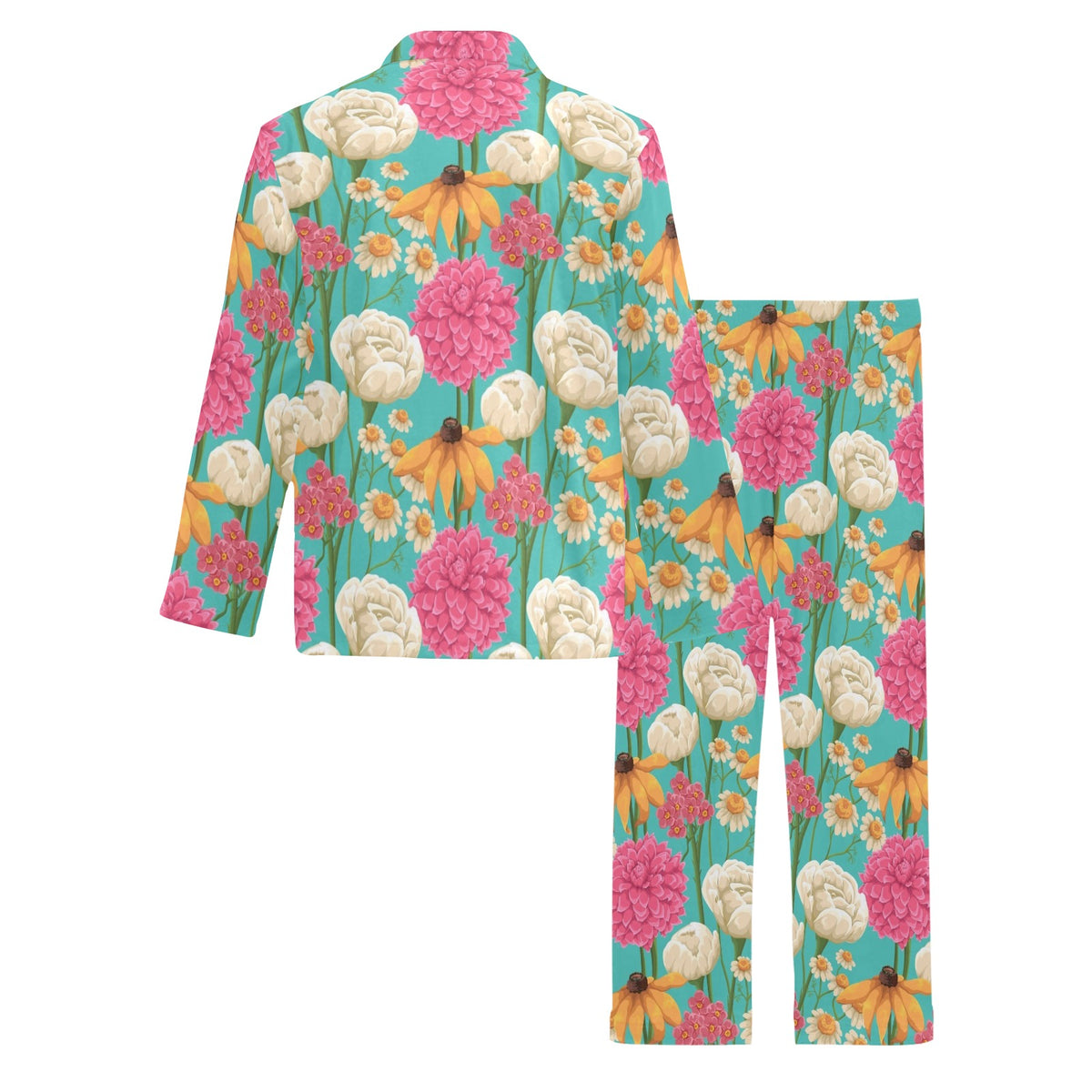 Summer Floral Pattern Print Design SF07 Men's Long Sleeve Pajama Set