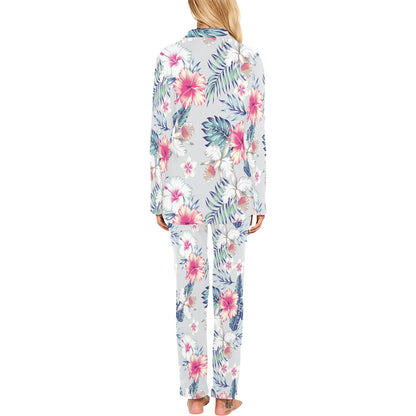Hibiscus Print Women's Long Sleeve Pajama Set