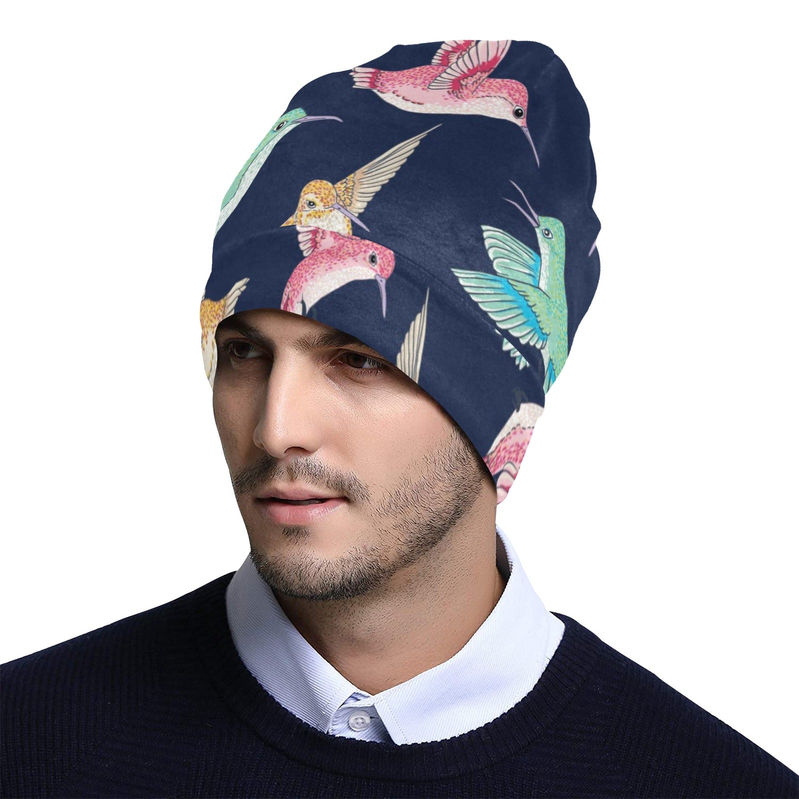 Hummingbird Cute Pattern Print Design 01 Unisex Beanie