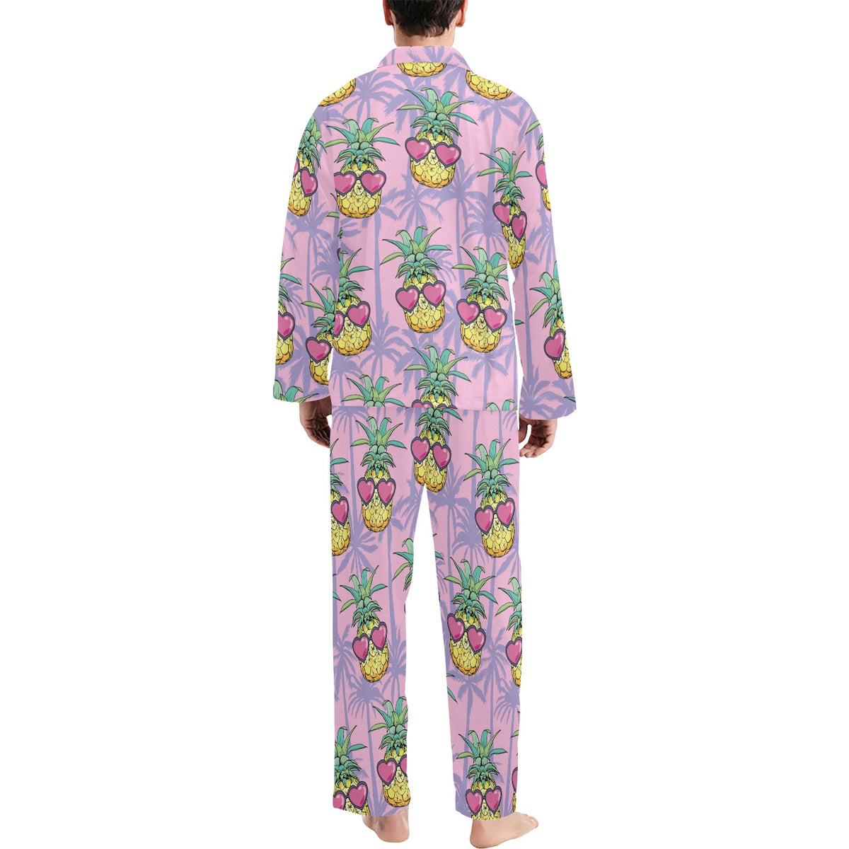 Pineapple Pattern Print Design PP06 Men's Long Sleeve Pajama Set