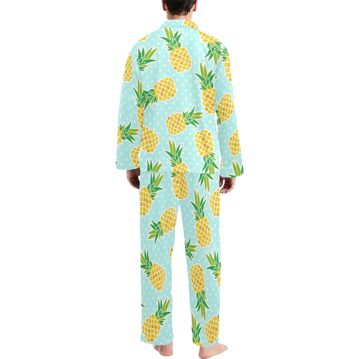 Pineapple Pattern Print Design PP01 Men's Long Sleeve Pajama Set