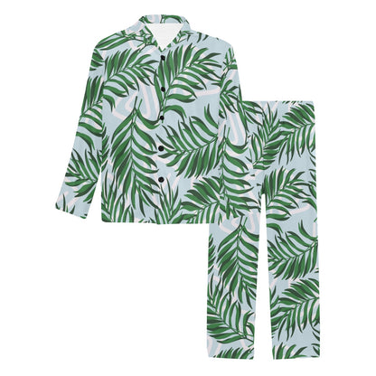 Palm Leaves Pattern Print Design PL06 Men's Long Sleeve Pajama Set