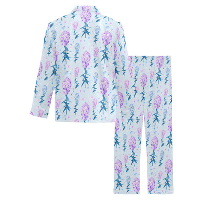 Lilac Pattern Print Design LI05 Men's Long Sleeve Pajama Set