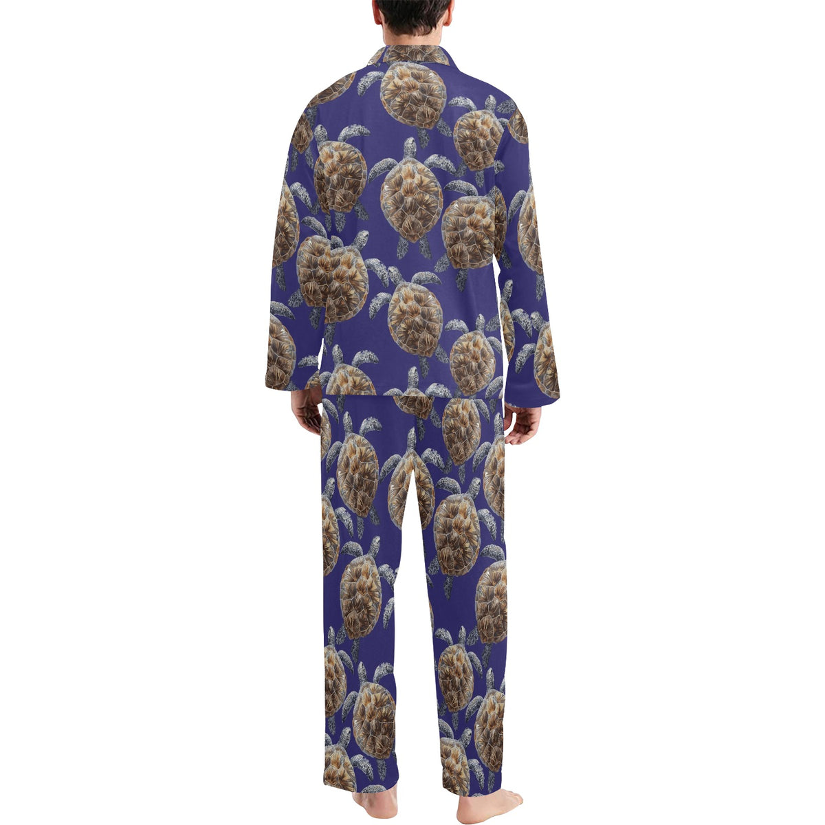 Sea Turtle Pattern Print Design T05 Men's Long Sleeve Pajama Set