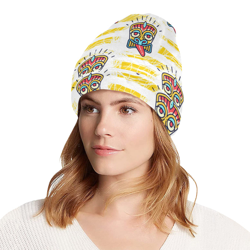 Tiki Smile Mask Print Pattern Unisex Beanie