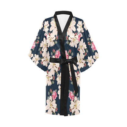 Lily Pattern Print Design LY04 Women's Short Kimono