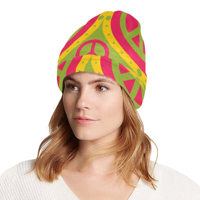 Peace Sign Pattern Print Design A01 Unisex Beanie