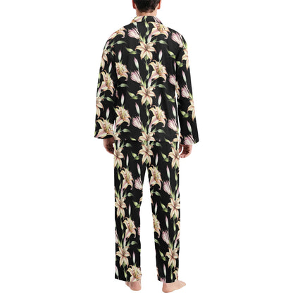 Lily Pattern Print Design LY05 Men's Long Sleeve Pajama Set