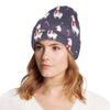 Llama with Candy Cane Themed Print Unisex Beanie