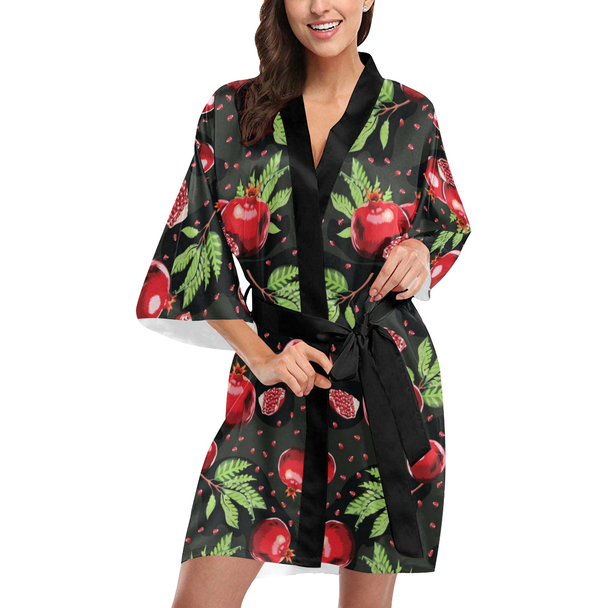 Pomegranate Pattern Print Design PG06 Women's Short Kimono