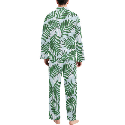Palm Leaves Pattern Print Design PL06 Men's Long Sleeve Pajama Set