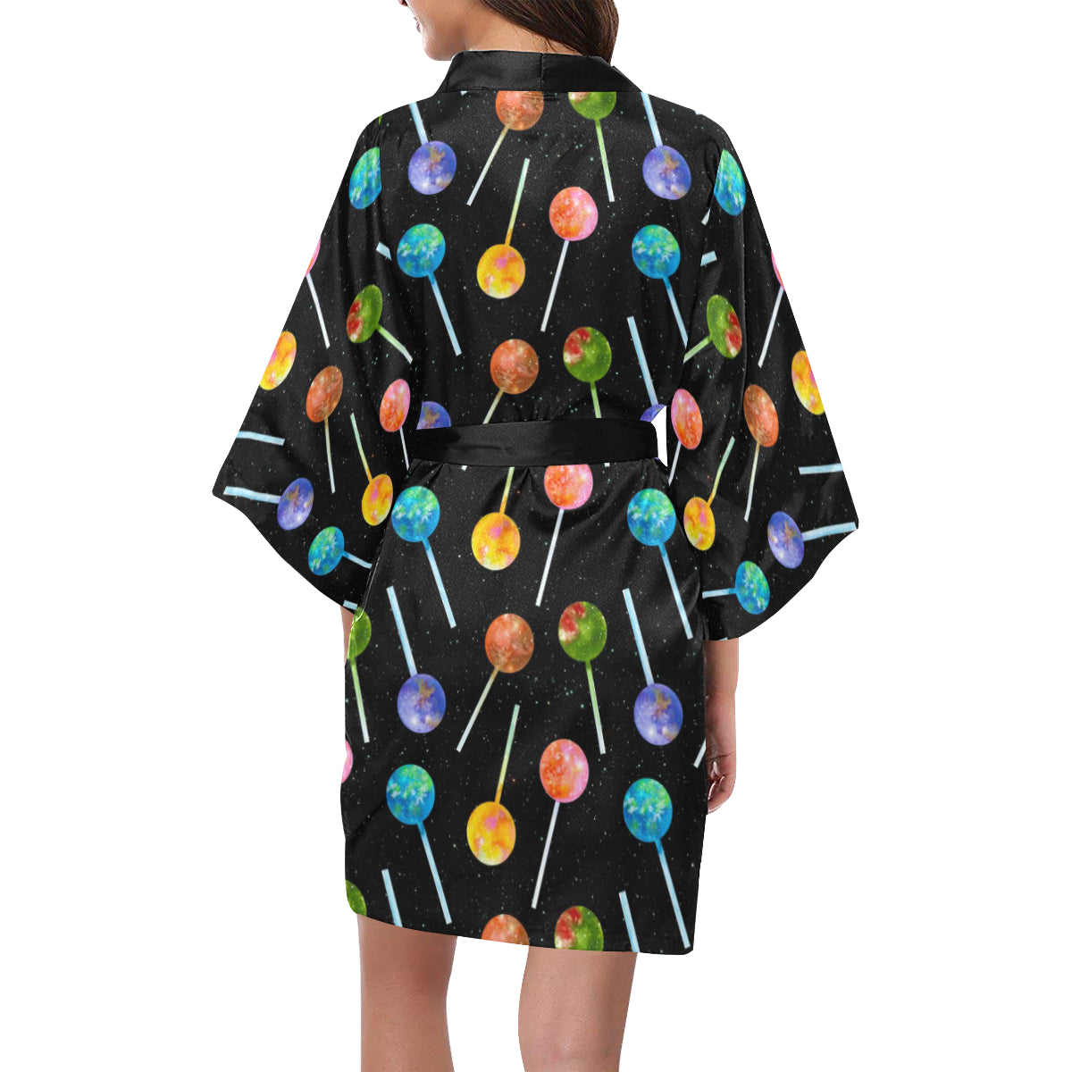 Lollipop Pattern Print Design LL04 Women's Short Kimono
