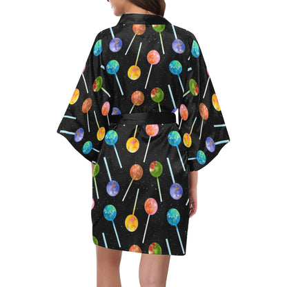Lollipop Pattern Print Design LL04 Women's Short Kimono