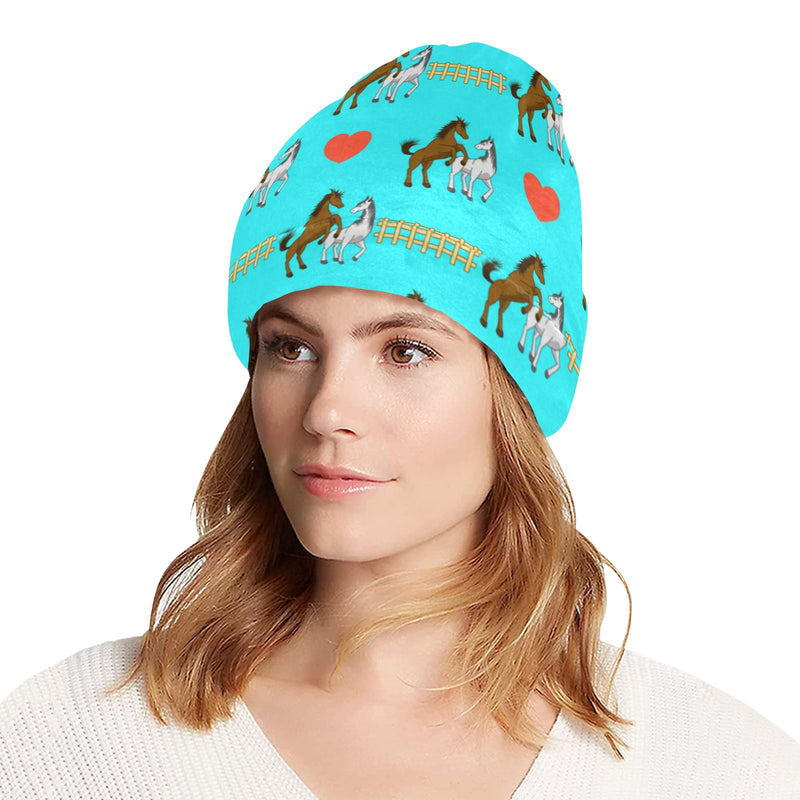 Horse Couple Love Print Design LKS309 Unisex Beanie