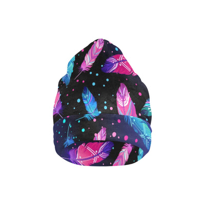 Feather Colorful Boho Design Print Unisex Beanie