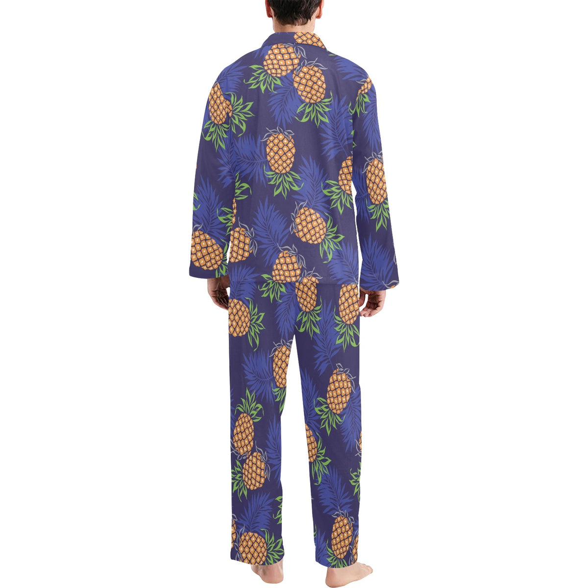 Pineapple Pattern Print Design PP02 Men's Long Sleeve Pajama Set