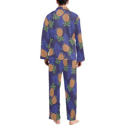 Pineapple Pattern Print Design PP02 Men's Long Sleeve Pajama Set
