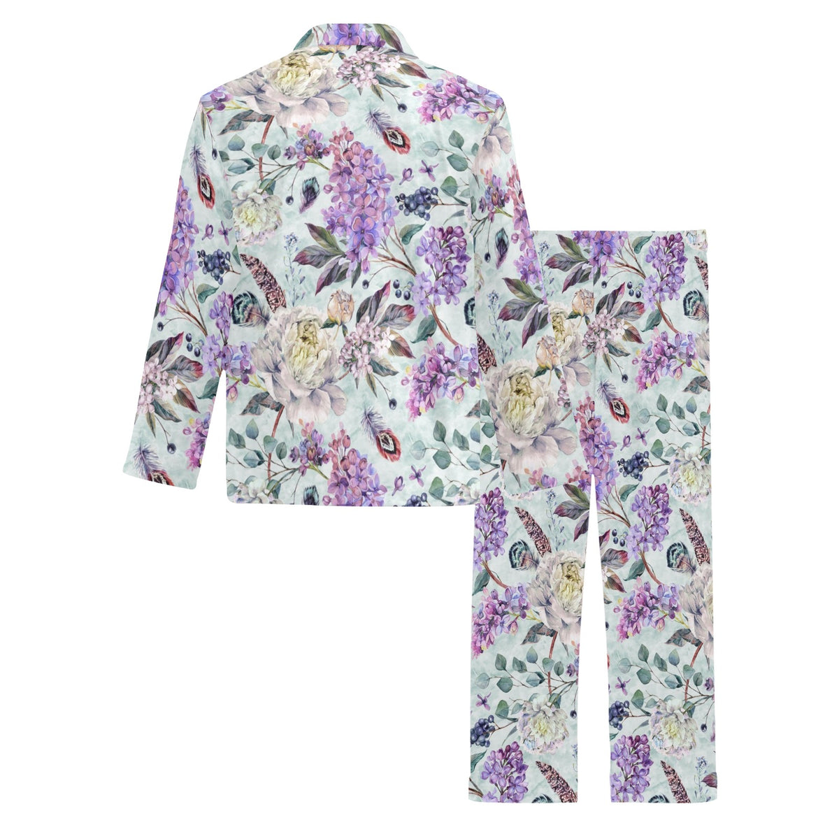 Lilac Pattern Print Design LI06 Men's Long Sleeve Pajama Set