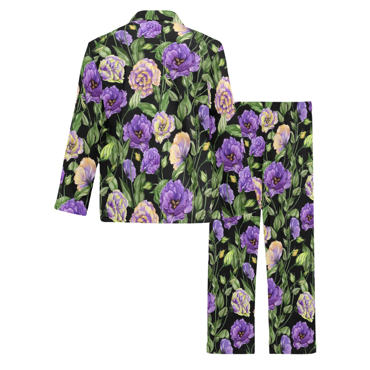 Lisianthus Pattern Print Design LT02 Men's Long Sleeve Pajama Set