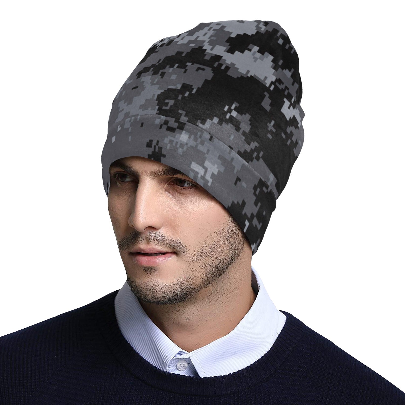 ACU Digital Black Camouflage Unisex Beanie