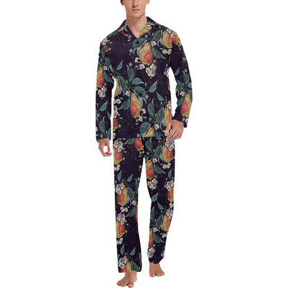 Pear Pattern Print Design PE02 Men's Long Sleeve Pajama Set