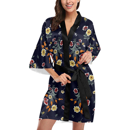 Summer Floral Pattern Print Design SF01 Women's Short Kimono