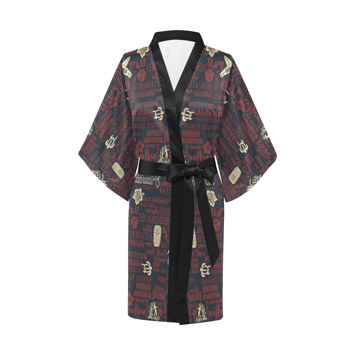Hawaiian Themed Pattern Print Design H017 Women's Short Kimono