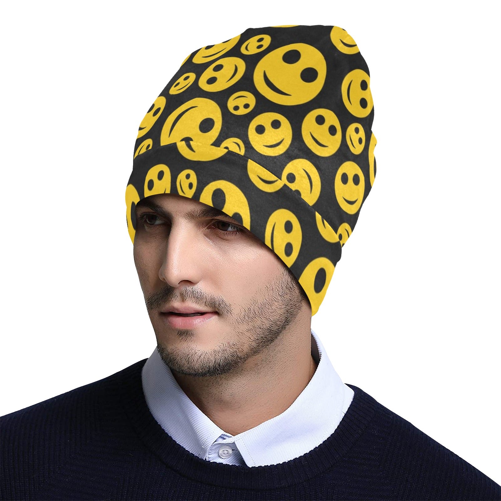 Smiley Face Emoji Print Design LKS304 Unisex Beanie