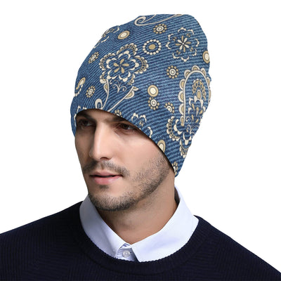 Jean Paisley Pattern Print Design 01 Unisex Beanie