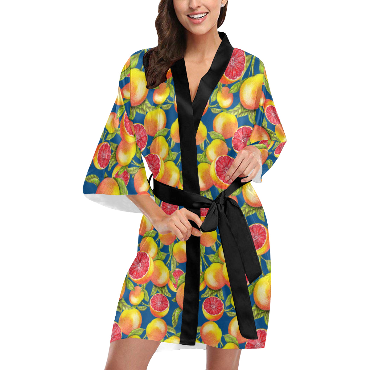 Grapefruit Pattern Print Design GF04 Women's Short Kimono