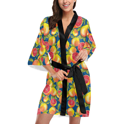 Grapefruit Pattern Print Design GF04 Women's Short Kimono