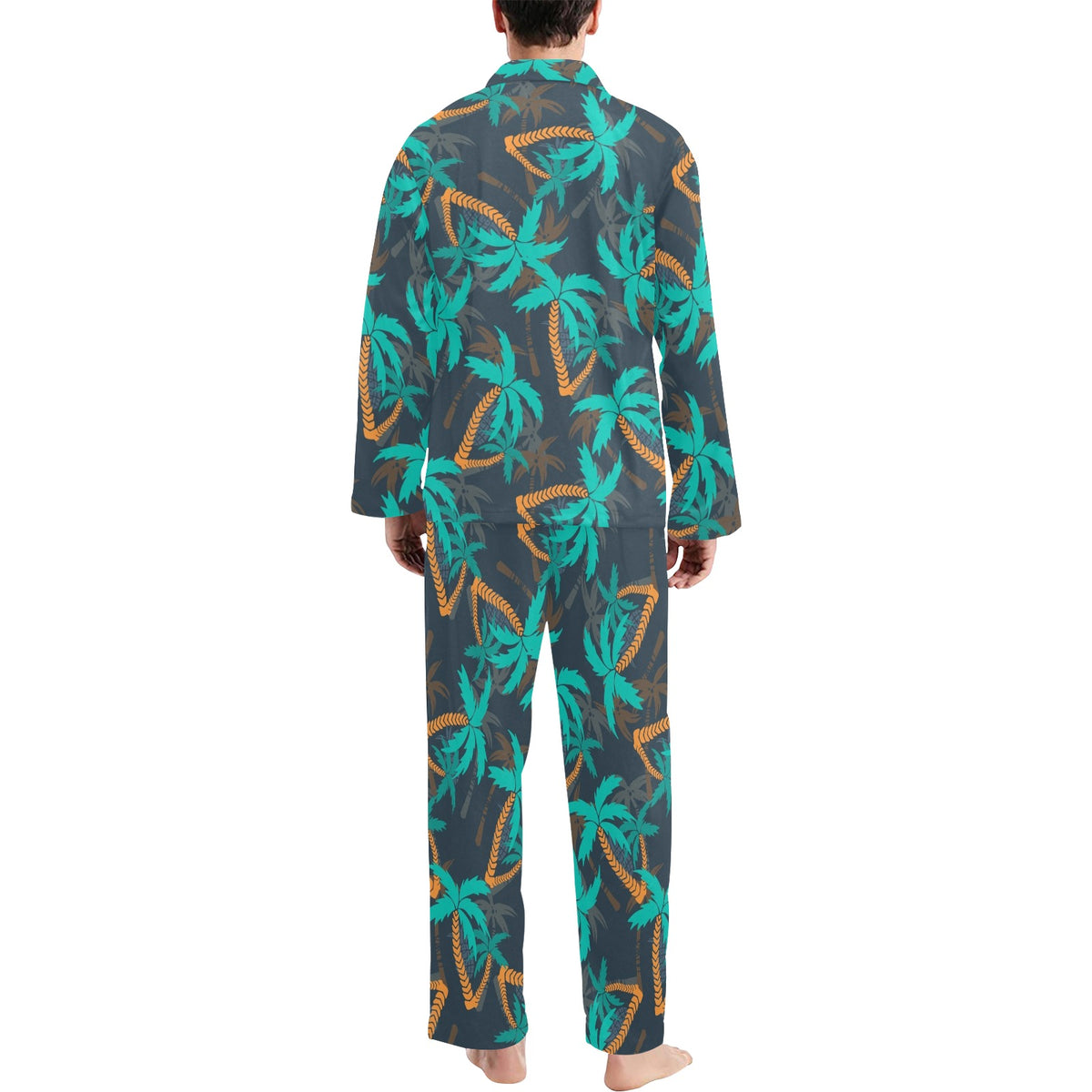Palm Tree Pattern Print Design PT01 Men's Long Sleeve Pajama Set