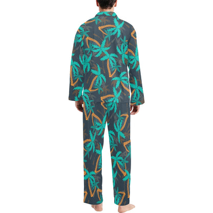 Palm Tree Pattern Print Design PT01 Men's Long Sleeve Pajama Set