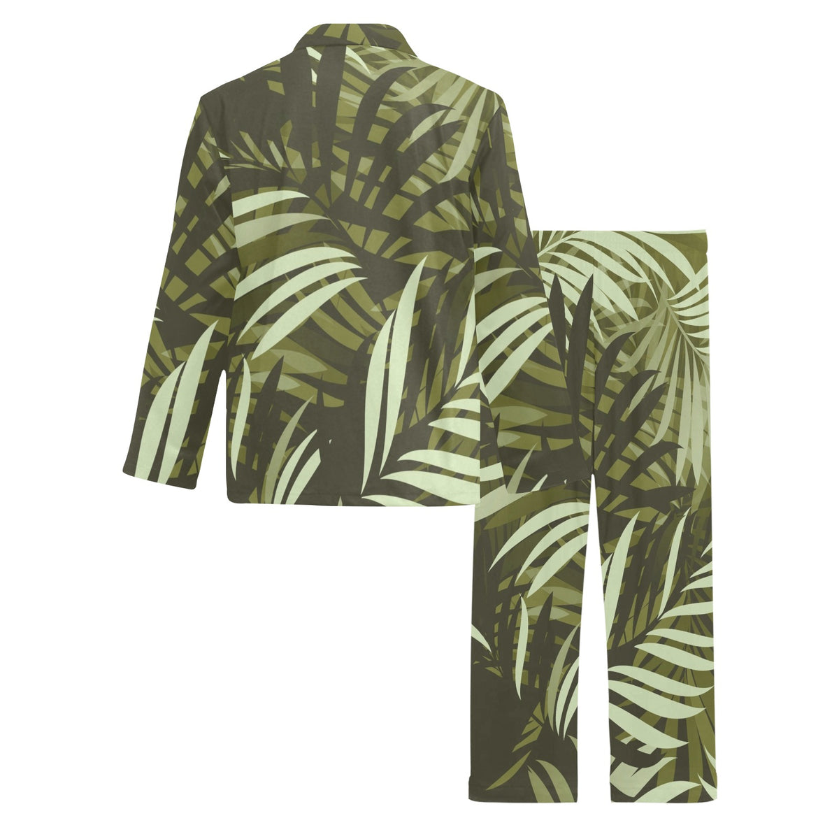 Palm Leaves Pattern Print Design PL05 Men's Long Sleeve Pajama Set