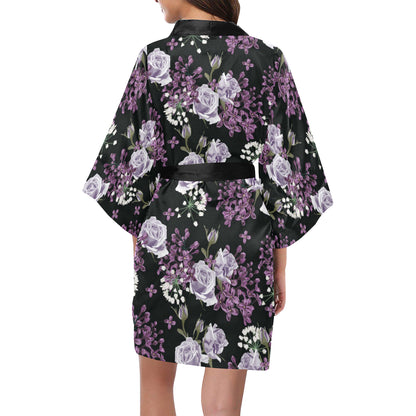 Lilac Pattern Print Design LI04 Women's Short Kimono