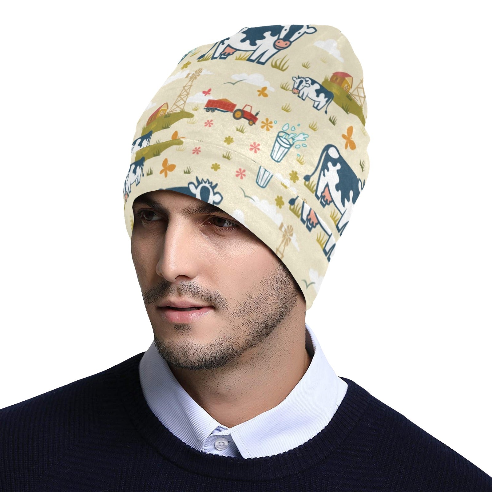 Cow Farm Design Print Unisex Beanie