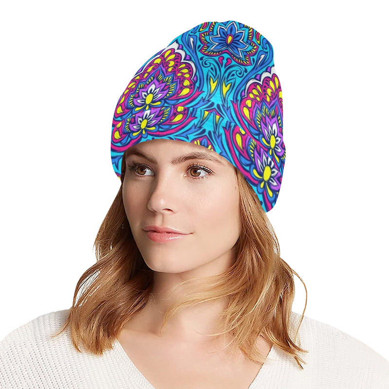 lotus Boho Pattern Print Design LO010 Unisex Beanie