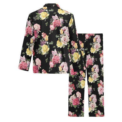 Rose Pattern Print Design RO010 Men's Long Sleeve Pajama Set