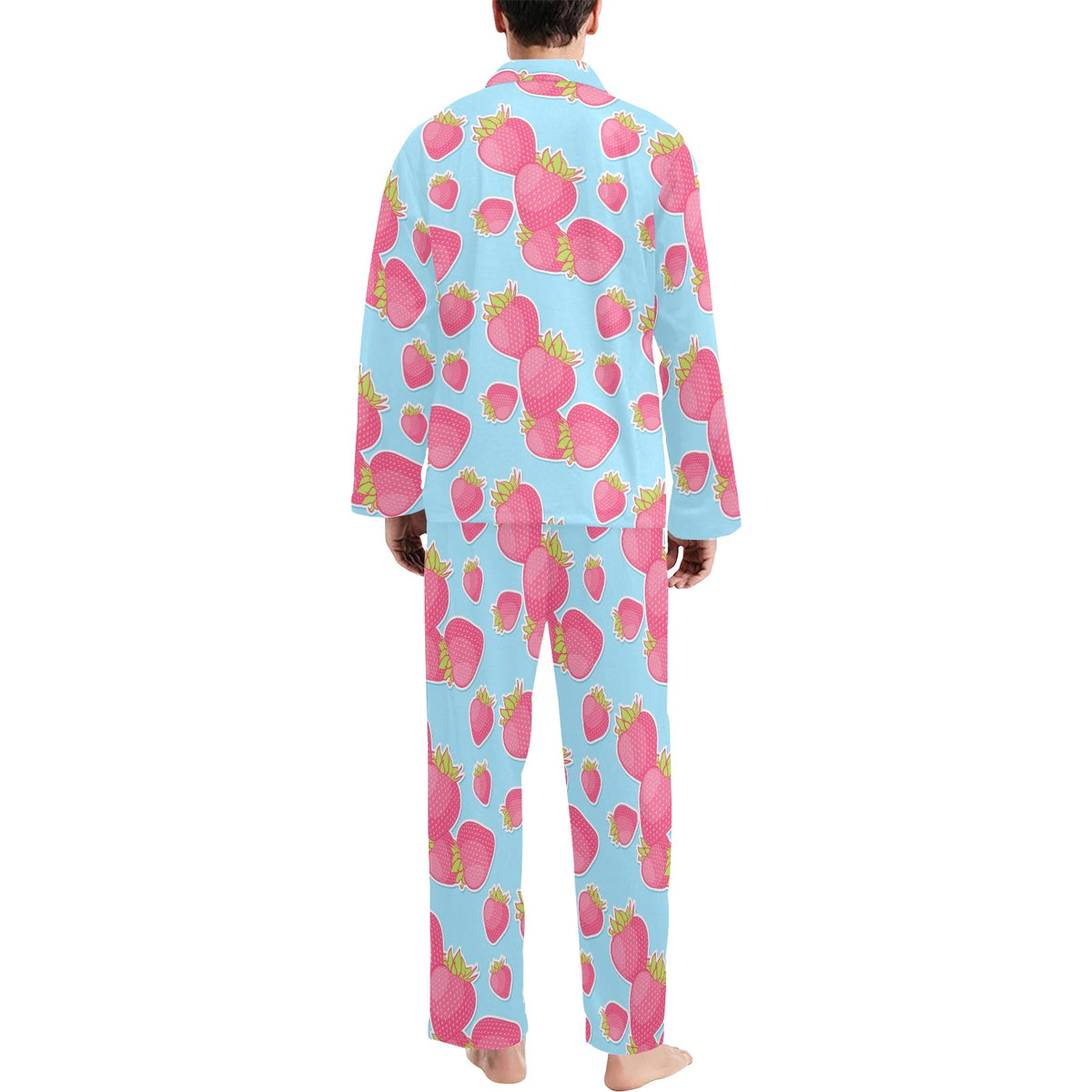 Strawberry Pattern Print Design SB04 Men's Long Sleeve Pajama Set