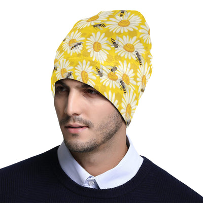 Bee Daisy Pattern Print Design 06 Unisex Beanie