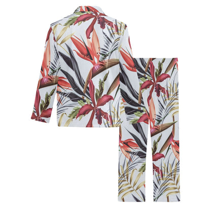 Tropical Flower Pattern Print Design TF021 Men's Long Sleeve Pajama Set