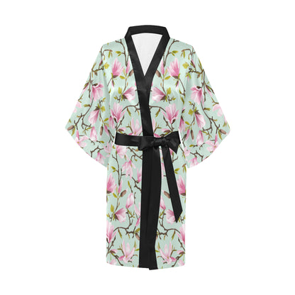 Magnolia Pattern Print Design MAG04 Women's Short Kimono
