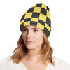 Checkered Yellow Pattern Print Design 03 Unisex Beanie