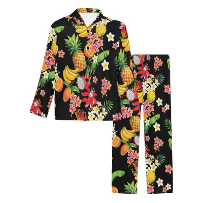 Tropical Fruits Pattern Print Design TF02 Men's Long Sleeve Pajama Set