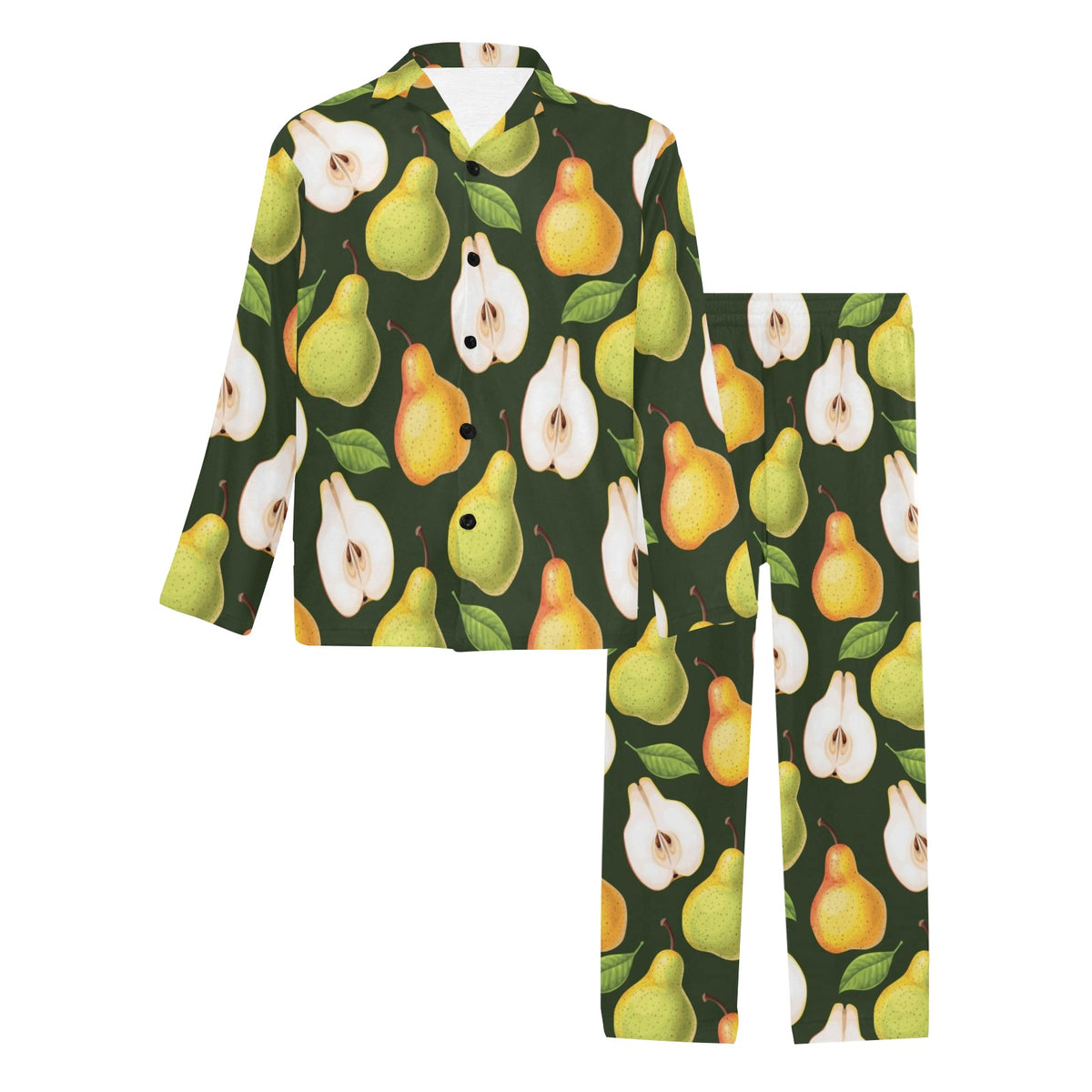 Pear Pattern Print Design PE06 Men's Long Sleeve Pajama Set