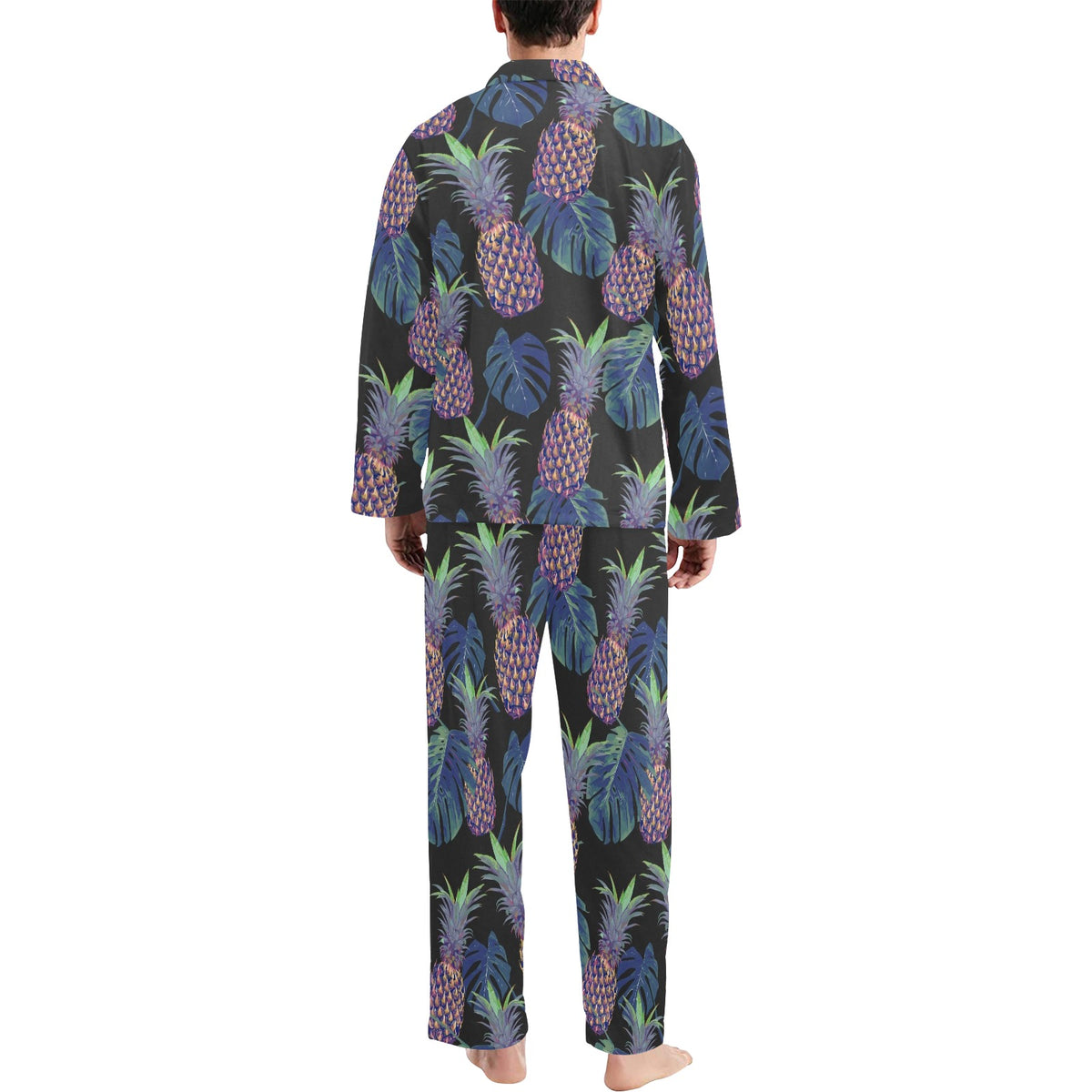 Pineapple Pattern Print Design PP04 Men's Long Sleeve Pajama Set