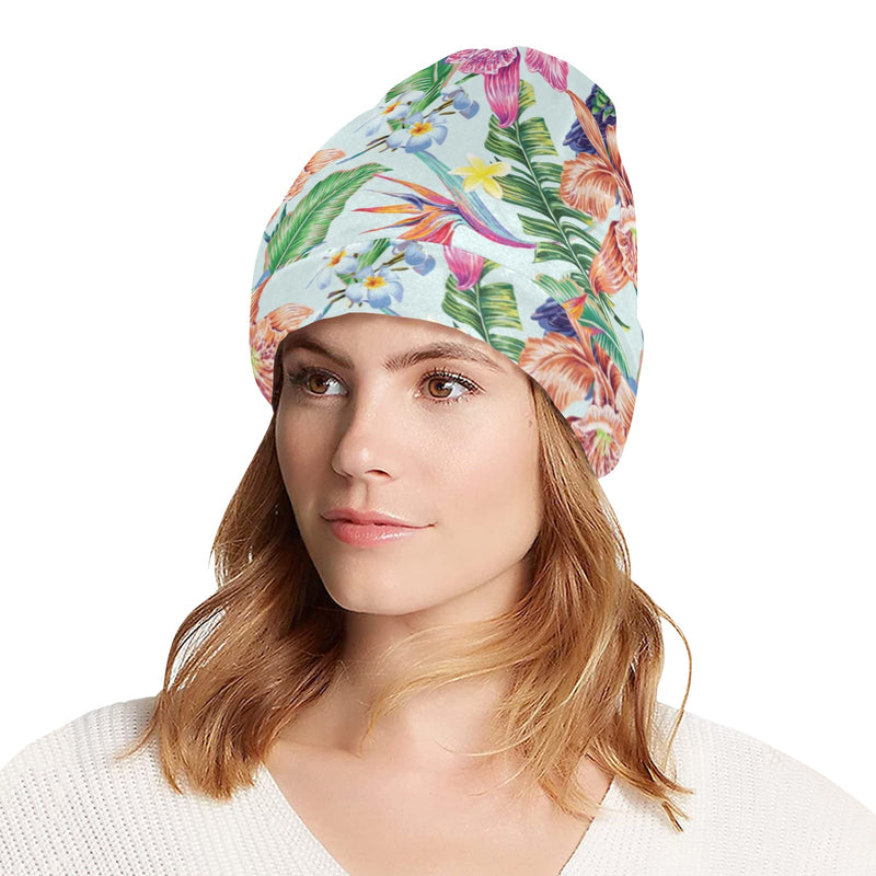 Hummingbird Tropical Pattern Print Design 05 Unisex Beanie