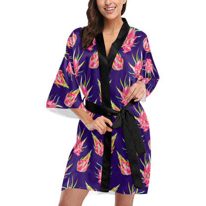 Dragonfruit Pattern Print Design DF02 Women's Short Kimono