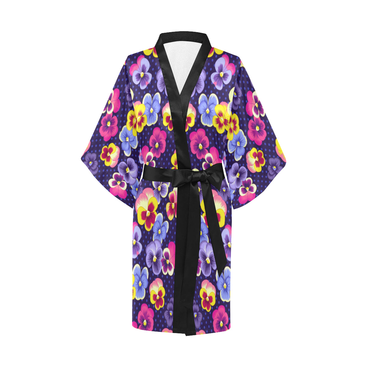 Pansy Pattern Print Design PS04 Women's Short Kimono